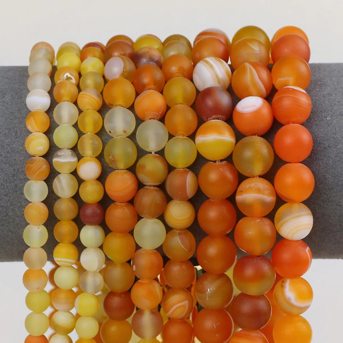 Orange matt gestreifte Achat perlen 6/8/10mm Naturstein runde lose Perlen für Schmuck herstellung Armbänder Halsketten DIY Accessoires