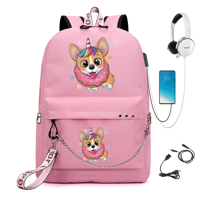 Neue weibliche Mode Shool Rucksack Taschen Dame hohe Kapazität Rucksack USB Aufladen College School Taschen Teenager Laptop Schult aschen