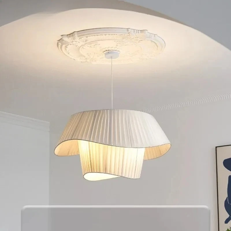 Modern Minimalist Nordic Cloth Fabric Mushroom Hat LED Pendant Lights Creative Lamps for Living Room Home Decoration Chandelier