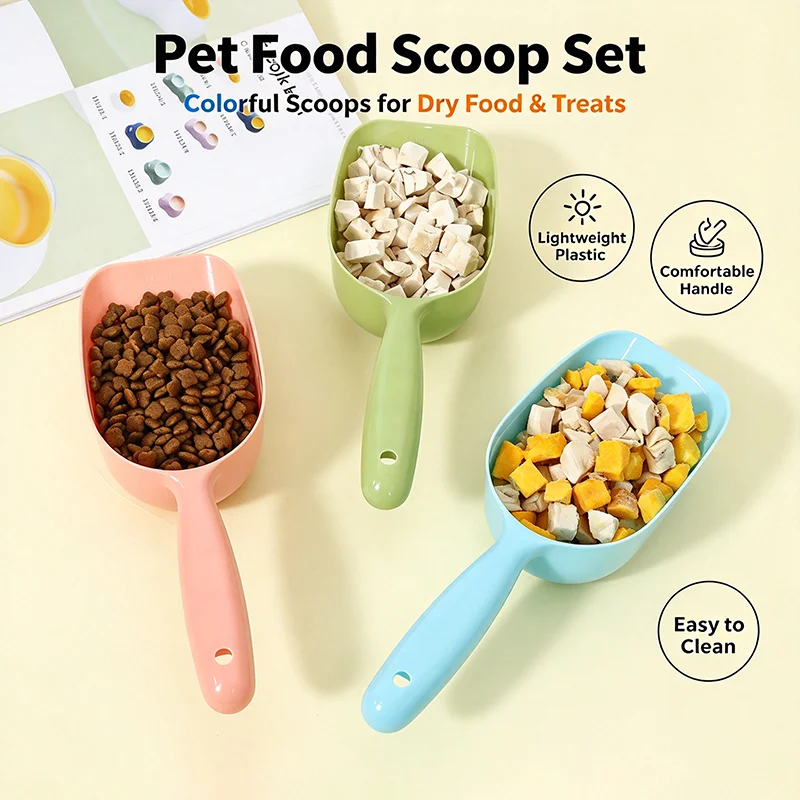 Pet Food Scoop Large Capacity Plastic Feeding Shovel for Cats Dogs Multi Color Easy to Clean Pet Feeding Spoon Pet Supplies