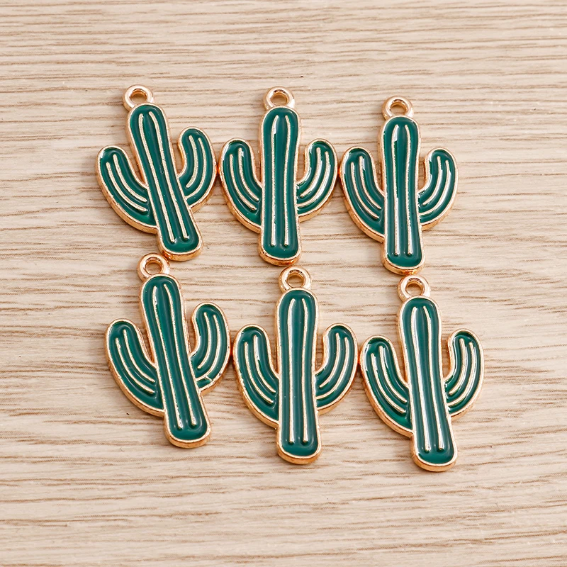 

10pcs 14x24mm Cute Enamel Plant Cactus Charms Pendants for Jewelry Making Drop Earrings Necklace DIY Handmade Crafts Accessories