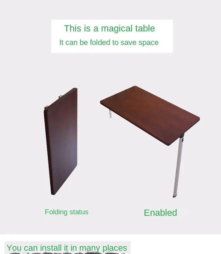 Wall Mounted Small Dining Table Simple Rectangular Solid Wood Foldable Laptop Table Space-Saving Wall Table Desk