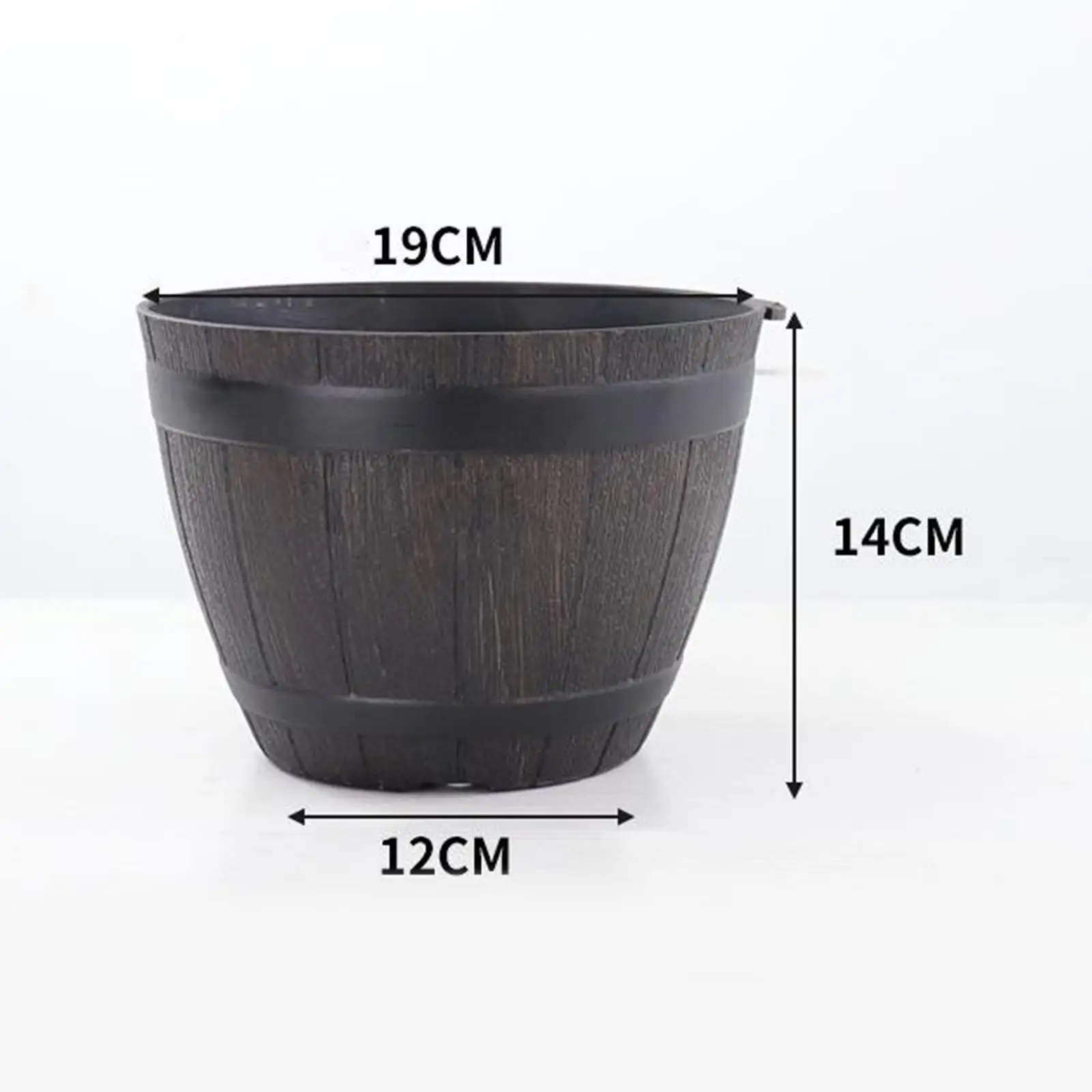 Retro Wood Imitation Barrel Planter Pots Spacious Plastic Flowerpot for Home Office Balcony Patio Plants