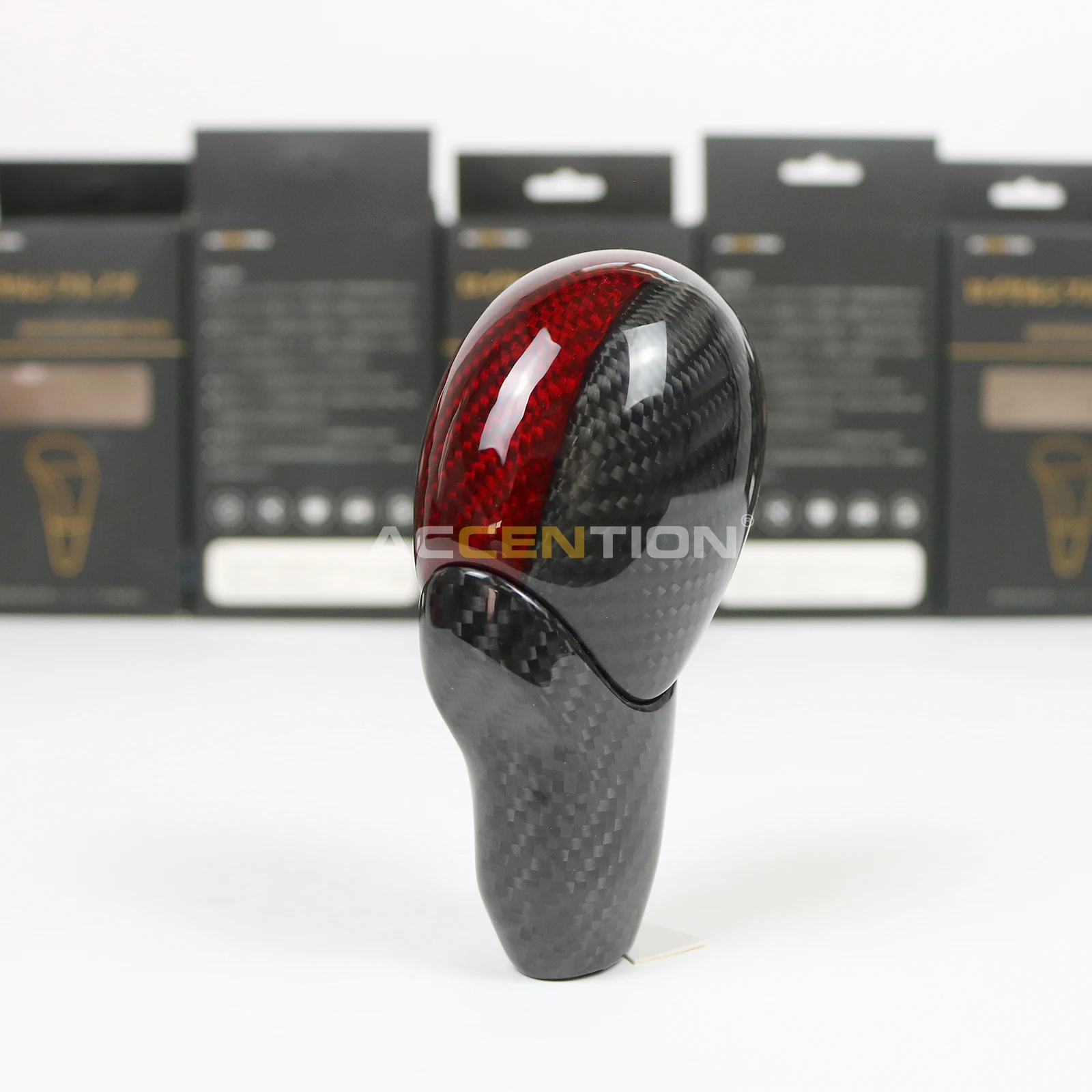 Automatic Black Real Carbon Fiber Red Cover Gear Shift Knob For Nissan Fairlady Z Z34 370Z 2009-2023