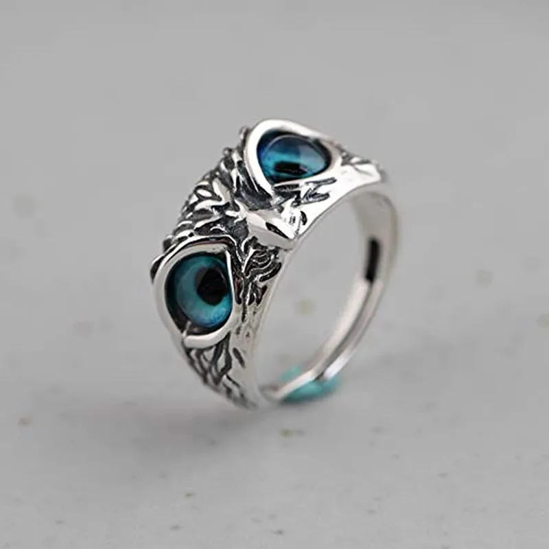 Charm Vintage Cute Men and Women Simple Design Owl Ring Silver Color Engagement Wedding Statement Rings Retro Jewelry Gifts