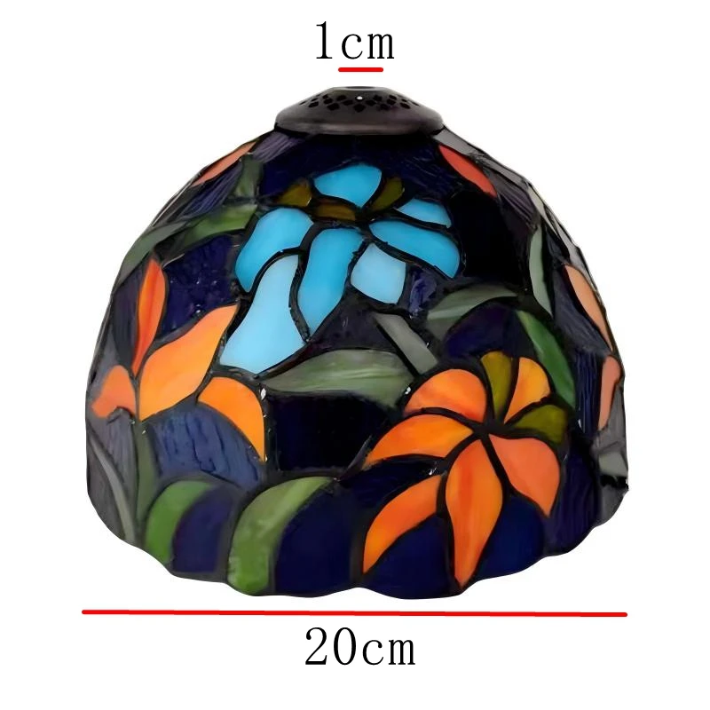 Rural Flowers style 20cm/8 inch tained glass lampshade suitable for pendant lamps and desk lamps