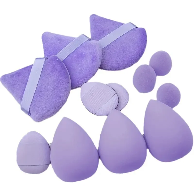 12Pcs/Bag All-Purpose Makeup Sponge Set Made of 3 Loose Powder Puffs 3 Mini Air Cushion Puffs 3 Beauty Eggs and Mini Beauty Tool