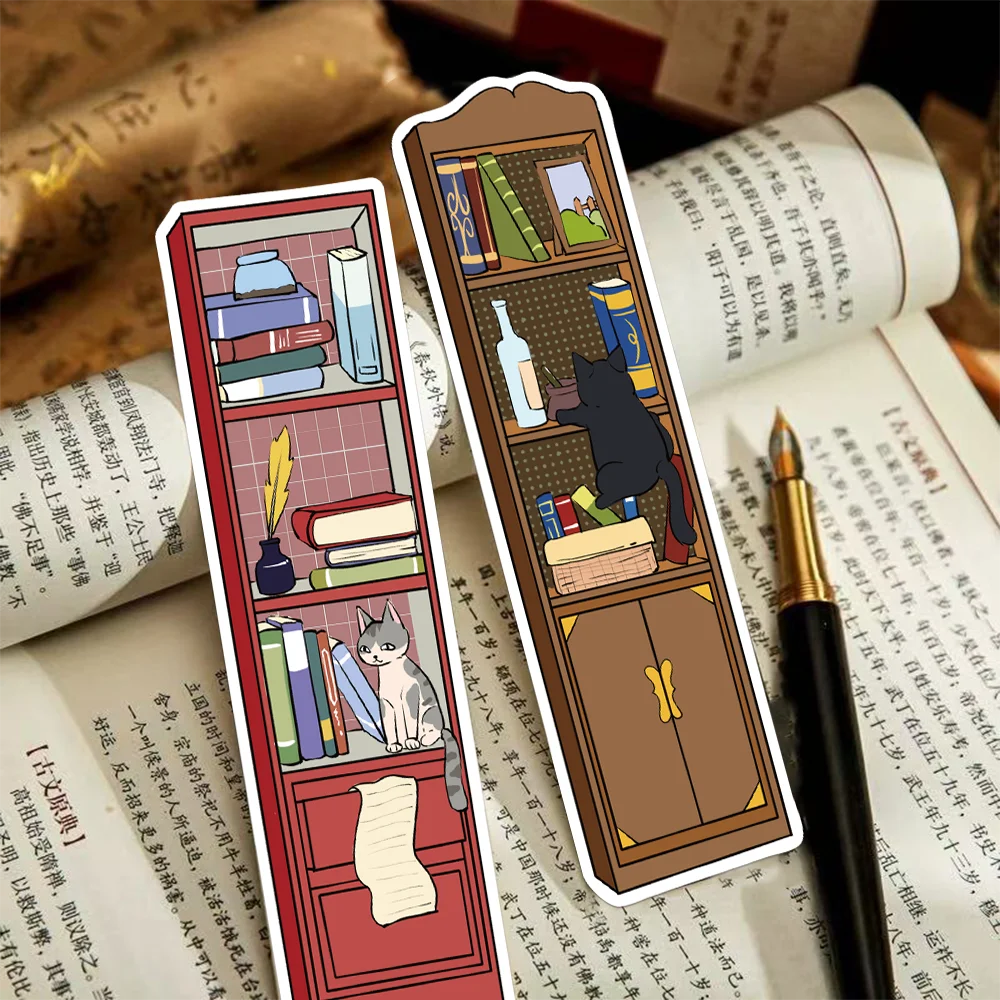 30/60pcs cat bookmark cartoon cabinet decoration reading book marking student creative gift DIY paper card page marker bookmarks