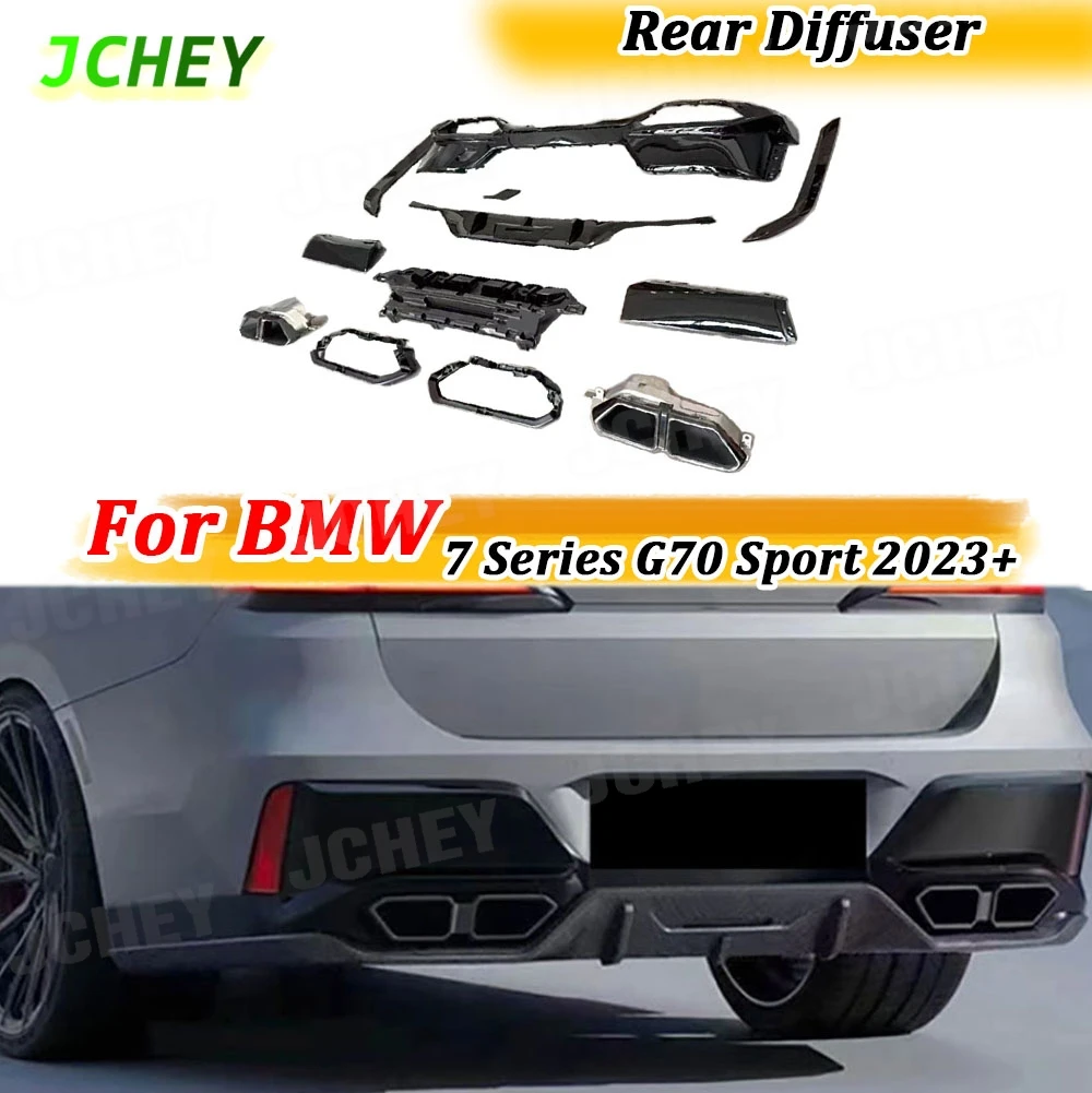 

for BMW 7 Series G70 Sport 2023+ ABS Rear Bumper Diffuser Spoiler Exhaust Tips Rear Lip Diffuser Body Kits Accessories