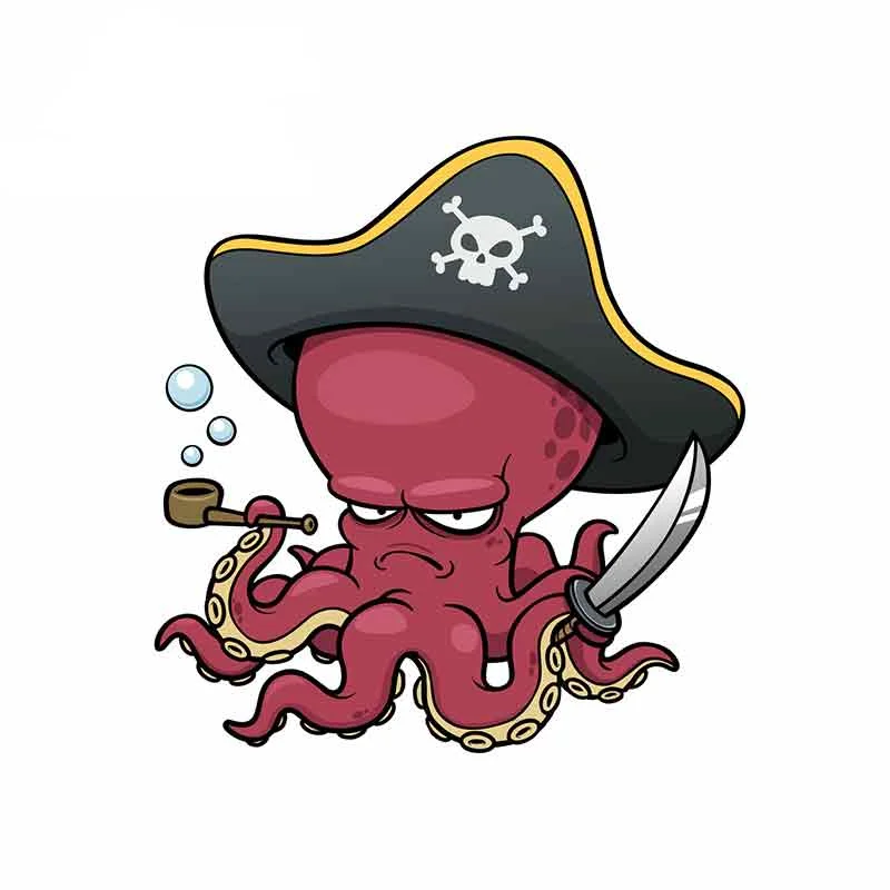 13CM Cartoon Pirate Octopus Car Sticker PVC Body Cover Scratches Windshield Auto Decal Motorcycle Laptop Decoration Z49