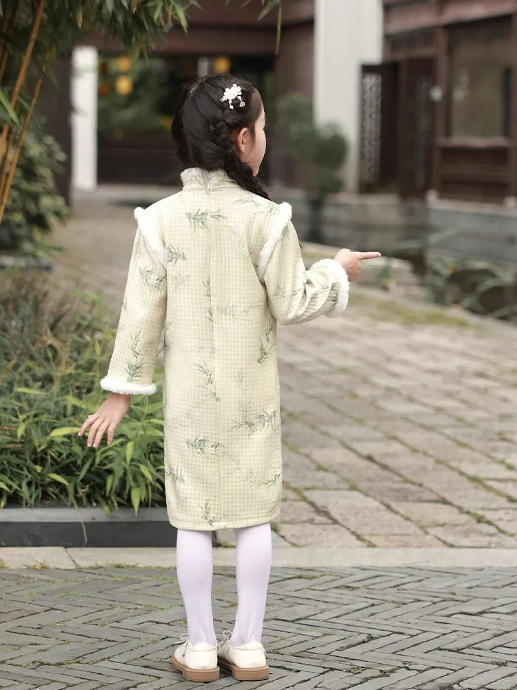 Vintage Traditional Kids Casual Cheongsam Qipao Party Wedding Dress Flower Girl Dress Chinese New Year Clothes Christmas Gift