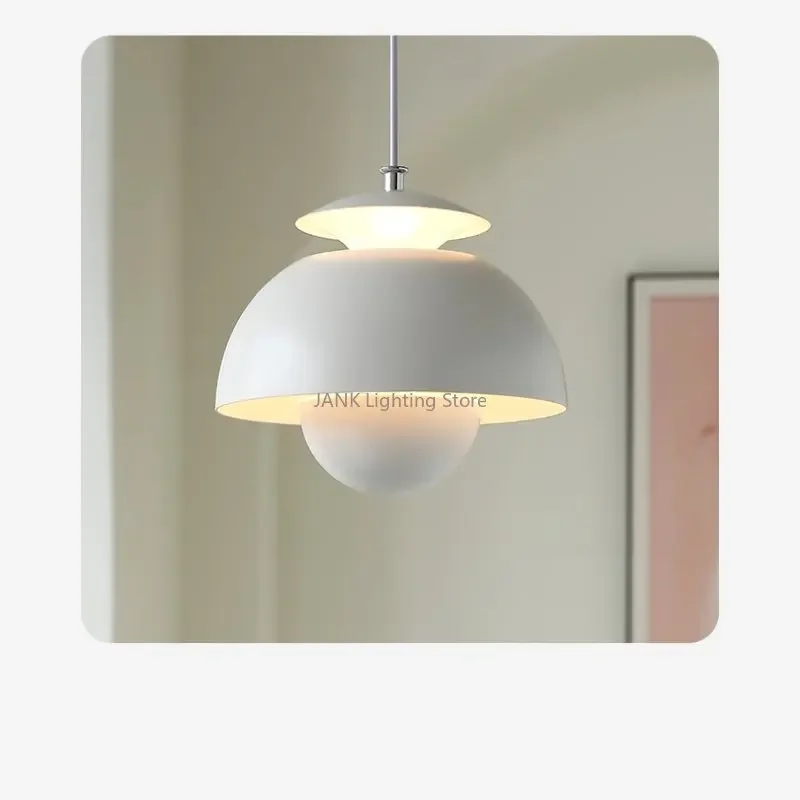 

Nordic Minimalist Designer, Vintage Bauhaus Flower Bud Lamp, Creamy Style Bedroom Dining Room Bedside LED Pendant Light