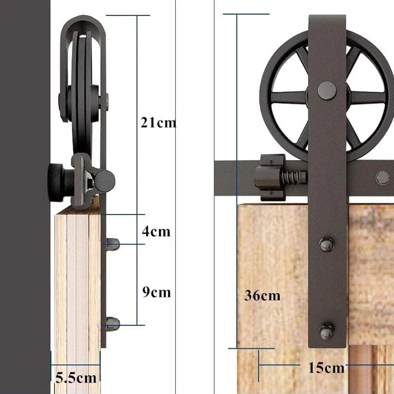 Imagem -02 - Ccjh-sliding Door Track Kit Barn Wardrobe Kit Forma de Rolo Grande Roda 200cm 6.6ft