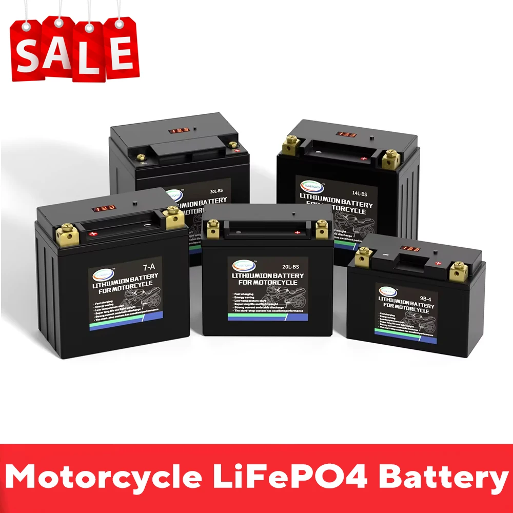 Lithium LiFePO4 Motorcycle Battery with BMS 12V 4Ah 8Ah 12Ah ATV UTV Jet Ski 4 Wheeler Quad Riding Lawn Mower Tractor Scooter