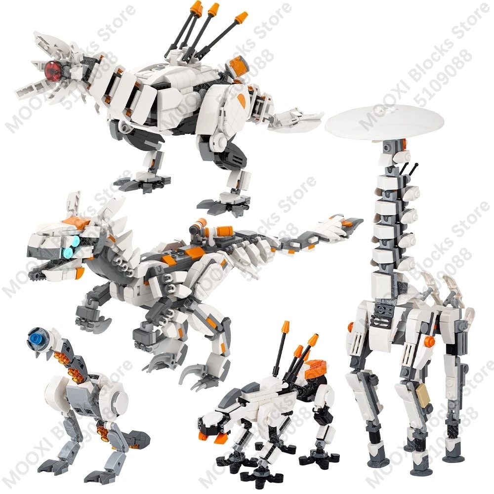 MOOXI لعبة عمل الشكل روبوت Mecha Horizon الوحش دراجة نارية اللبنات مجموعة نموذج MOC الطوب الاطفال لعب هدية عيد ميلاد