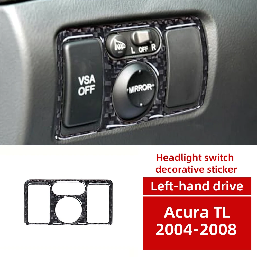 

Накладка на переключатель фар из настоящего карбона для Acura TL 2004-2008, глянцевая отделка, аксессуары для модификации интерьера автомобиля