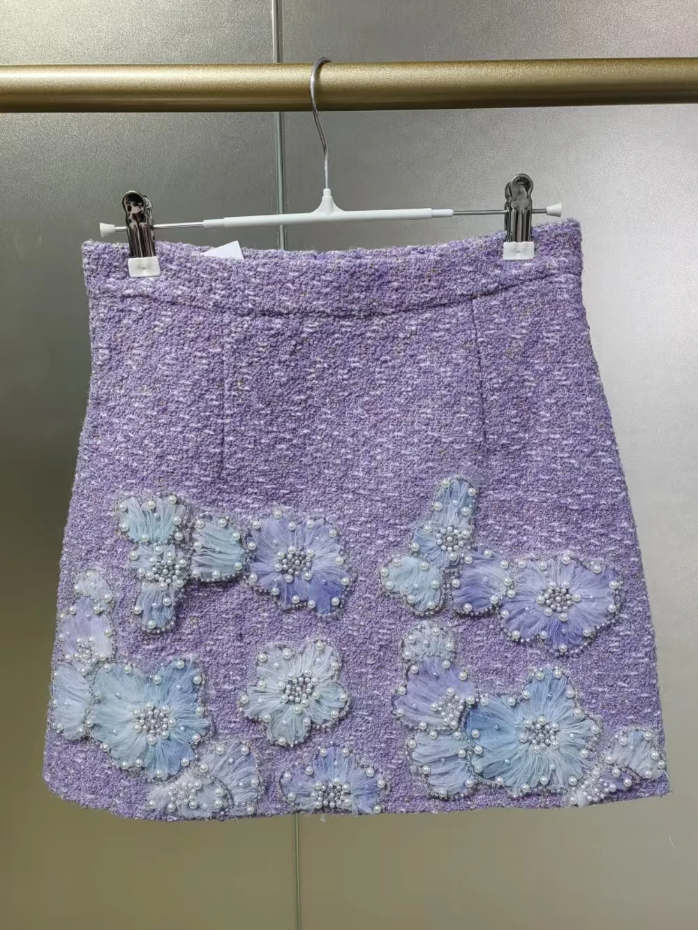 Real Photo New In Autumn Winter High-end Pears Flowers Embroidery Half Skirt For Women Short Mini Faldas Skirts Woman Clothes