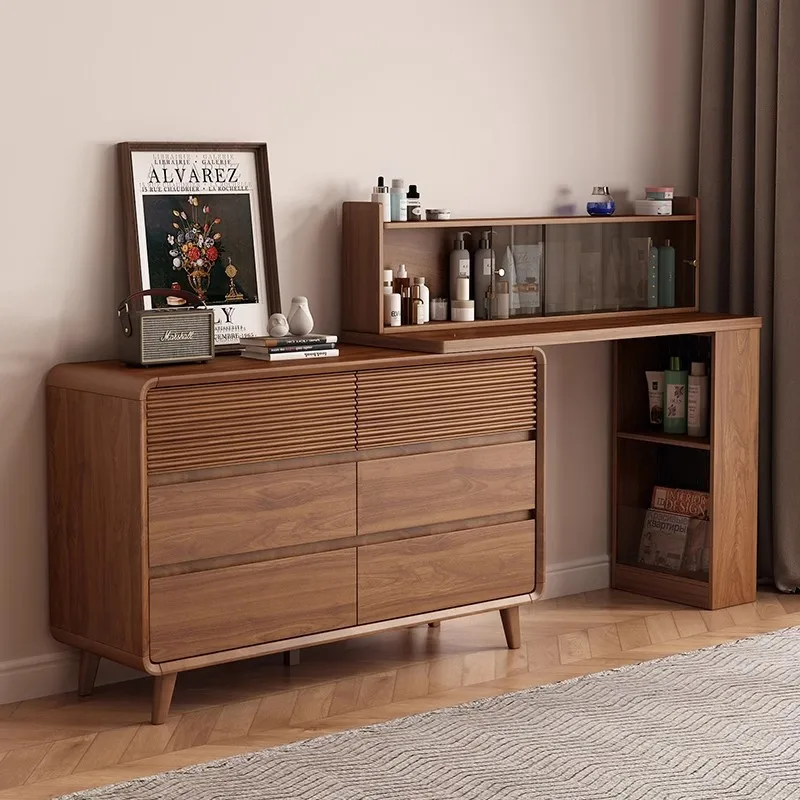Walnut Color Dresser Makeup Table Makeup Table Feeling Bedroom Makeup Table Chest Integrated Storage New