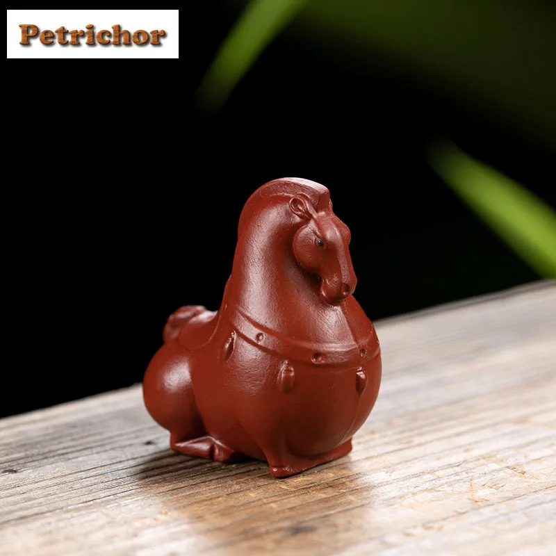 Yixing Purple Clay Tang Dynasty Horse Tea Pet Ancient Lucky Model Tea Figurine Play Toys Tea Statue Ornaments Can Be Raised Gift
