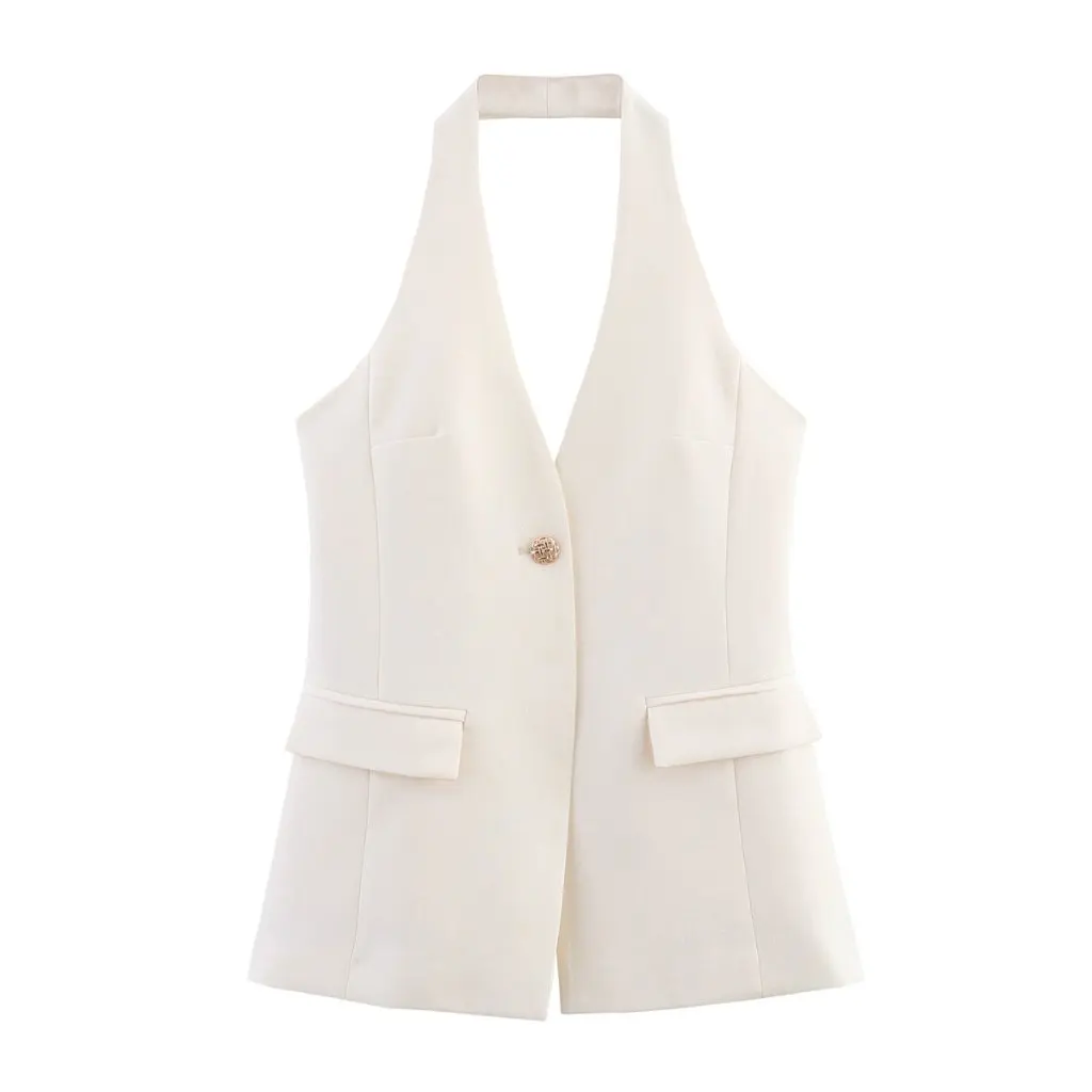 

Women's Sleeveless Waistcoat Sexy Neck Suit Vest European American Fashion Spring Summer New
