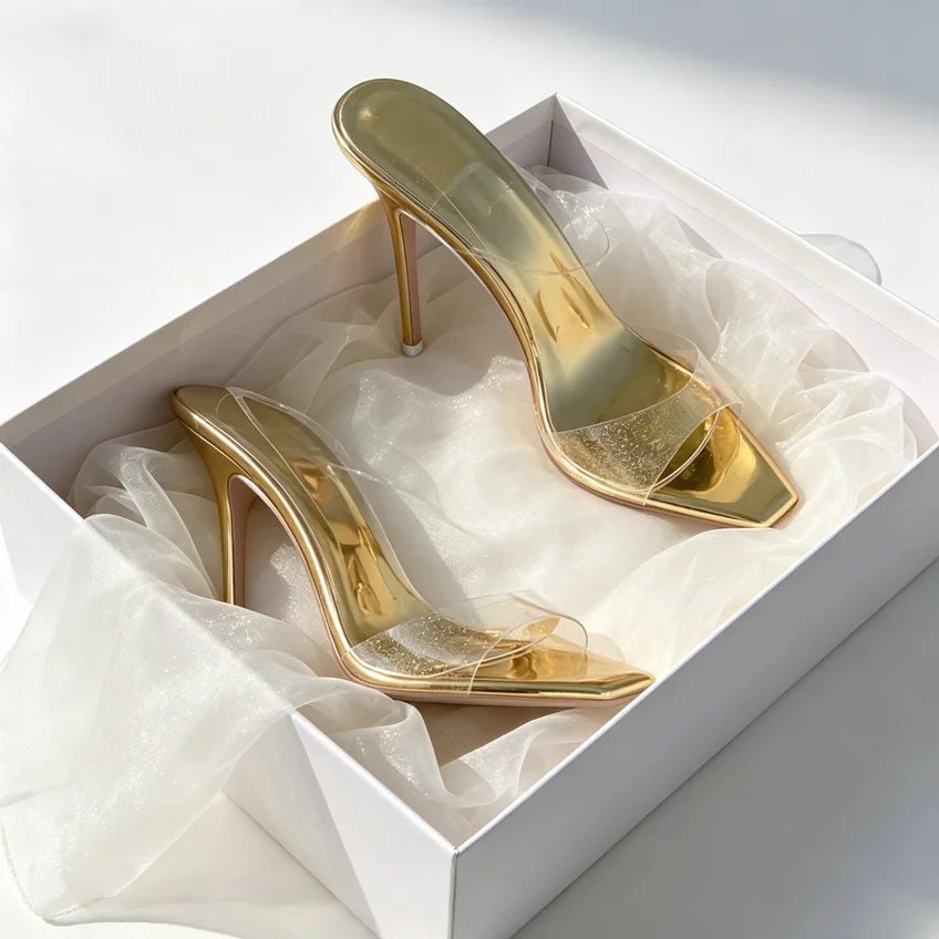 Transparent Pvc Square Toe Stiletto Mules High Heel Sandals Slip On Bend Thin High Heel Sandals Women Summer Fashion Shoes