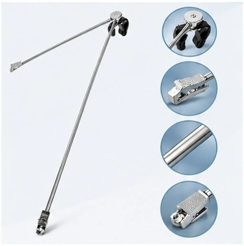 Stainless Steel Adjustable Flagpole Spreader with V-Shaped Arms Non-Slip Clips Floor Standing Flag Pole Holder for Professional