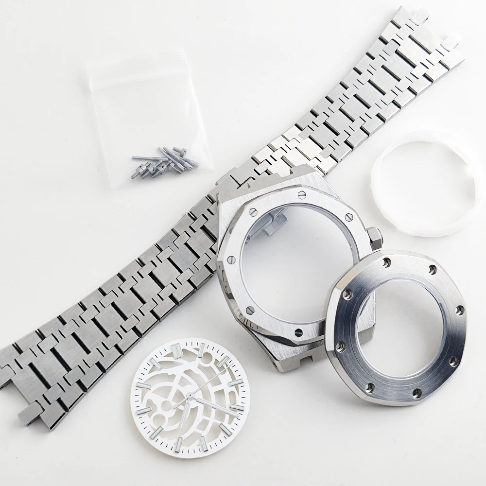 Octagonal 42mm Modified Case 31.8mm Hollow Out Green Luminous Dial Strap Accessories Sapphire Glass Case for NH70/NH72 Movement