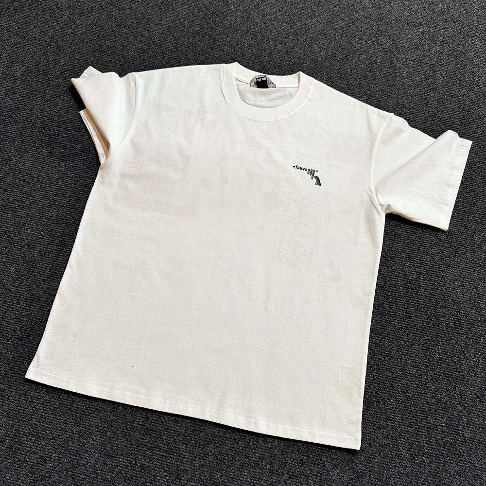 Vintage American Cartoon Short Sleeve White Direct Spray High-End Feeling T-Shirt Casual Style Spring 2026 Collection