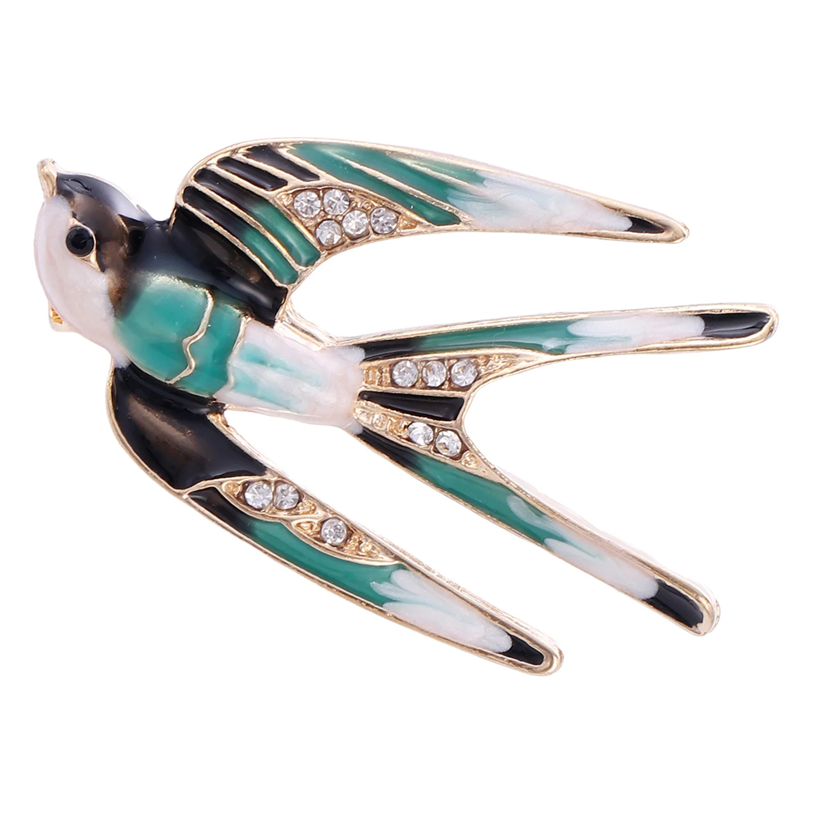 Enamel Swallow Rhinestone Brooch Pin Zinc Alloy Durable Design For Coats Scarves Bags