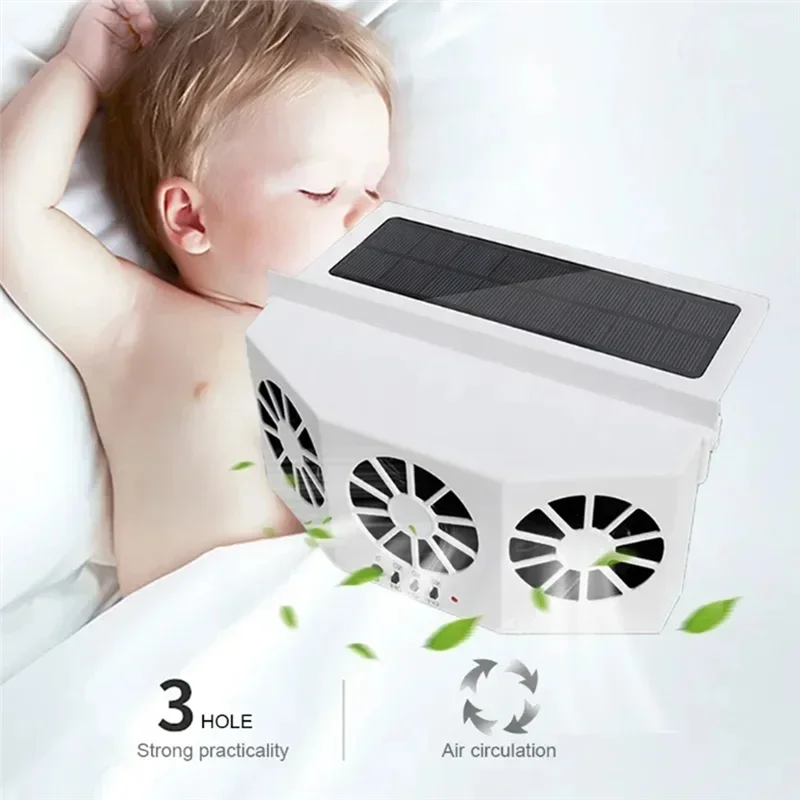Ingenious-3 Head Solar Car Cooling Fan Electric Car Air Cooler Charging Vent Radiator Backseat Front Seat Purifiers For Vehicle