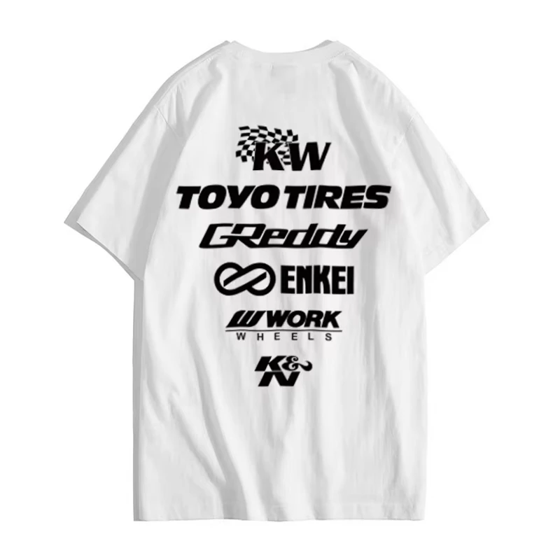 2025 جديد اليابانية تعديل سيارة تي شيرتات قصيرة الاكمام JDM تطور KN الموقف Enkei تعديل موقف KW القطن الخالص الثقافي #2