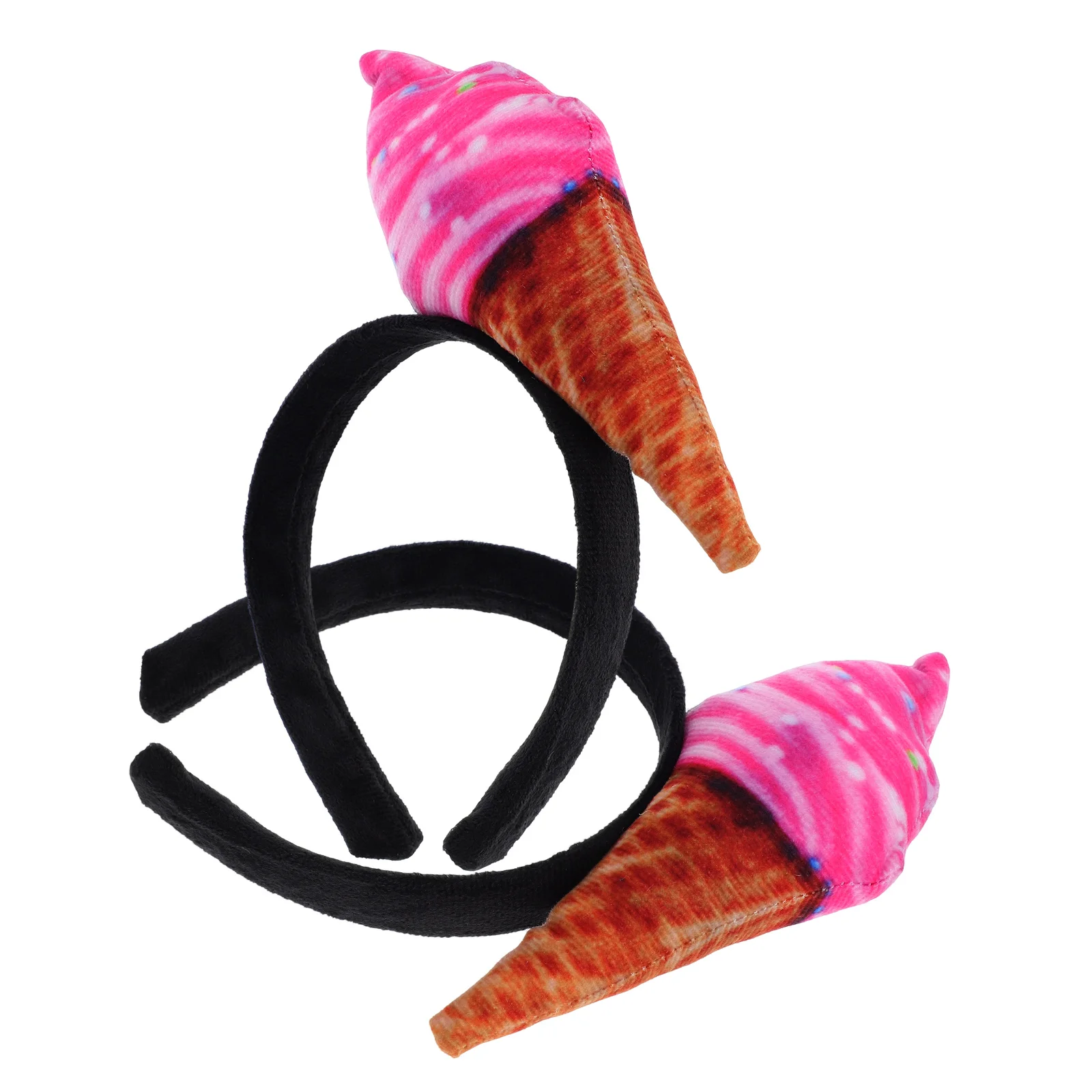 

2pcs Pink Ice Cream Headband Cone Candy Women Donut Funny Fabric Costume Hair Accessories for Washing Face Makeup