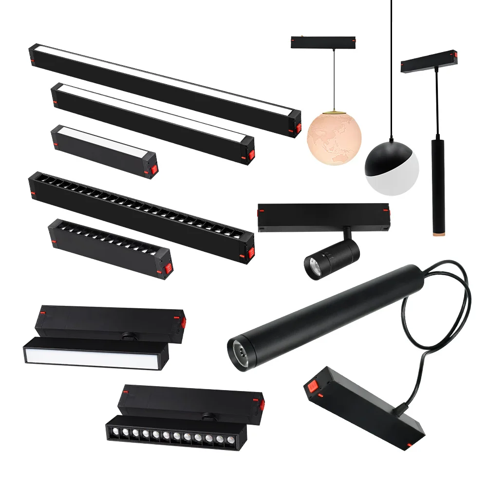 Magnetic Rail Focus Spot Track Lights Free Style Modern Dimmable Blue tooth Control LED Track Light Hanging Track Light