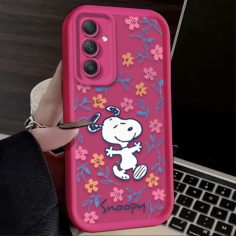 حافظة جميلة على شكل زهرة S-Snoopy لهاتف سامسونج جالاكسي S25 S24 Ultra S23 S22 Plus S21 FE A36 A56 A26 A16 A06 A15 A25 A35 A55 5G #6