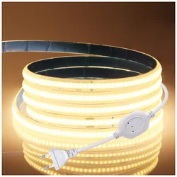 AC 220V LED COB Light Strip Flexible Tape Lamp High Density Linear lighting 288LED/M IP65 Waterproof Decoratiom with Power Plug