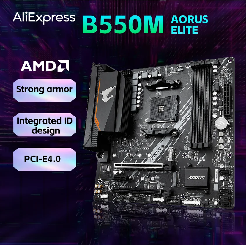 B550M AORUS ELITE New Motherboard + AMD Ryzen7 5700G Micro-ATX AMD B550 DDR4 4733(O.C.)MHz M.2 USB3.2 128G Double Channel AM4