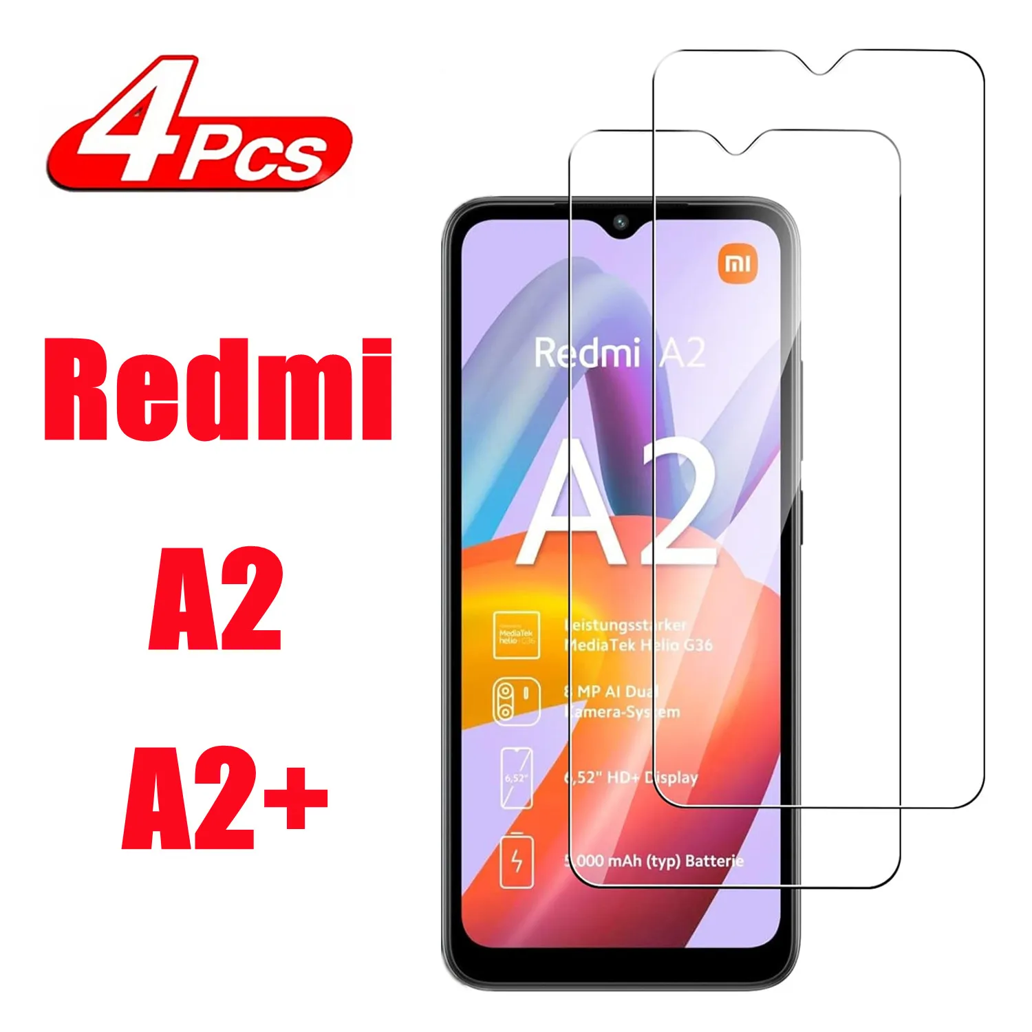 

2/4Pcs Protective Tempered Glass For Xiaomi Redmi A2 A2+ Screen Protector