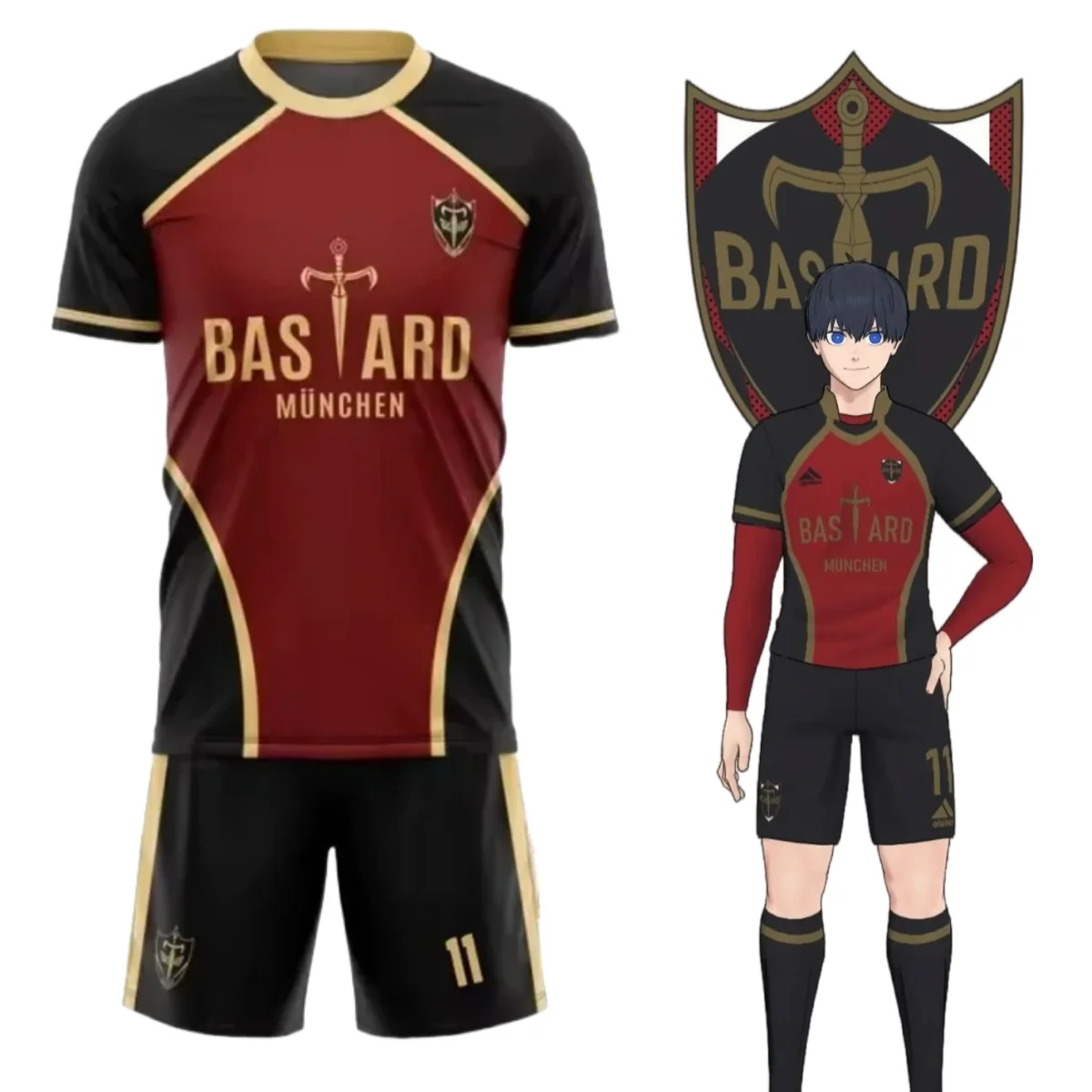 

Anime Blue Lock Isagi Shirt Cosplay Costumes Bastard Munchen #11 Isagi Yoichi Football Shirts Shorts Set 3D Printing