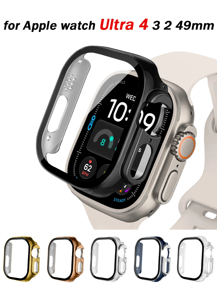Displayschutzfolie für Apple Watch Case Ultra 4 3 2 49mm Zubehör Schutz-PC-Bumper Gehärtetes Glas iWatch Series Ultra Abdeckung