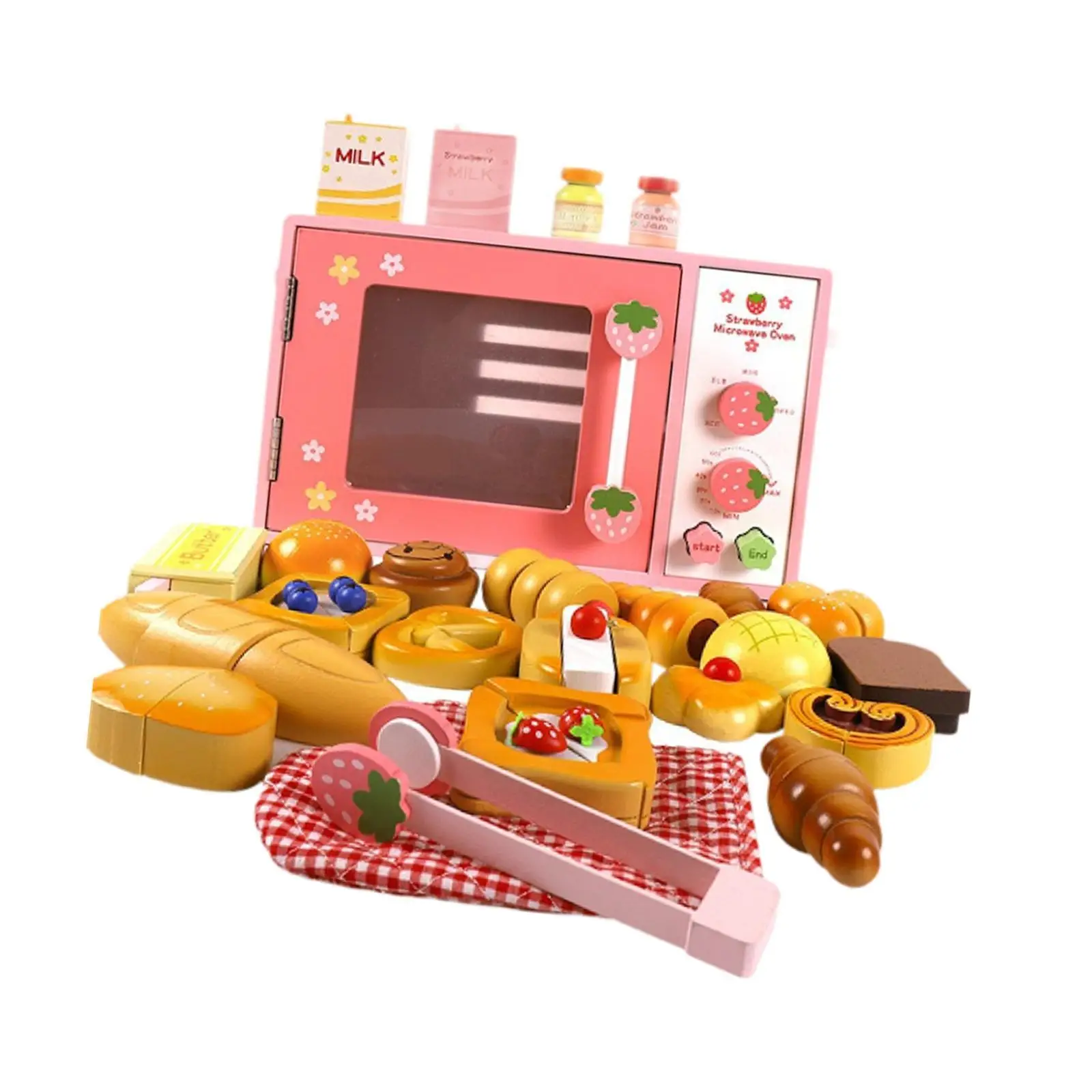 

Wooden Toys Oven Playset Home Appliances Toy Learning Toy with Bread Food Toys for Kids 3-8 Year Old Children Birthday Gifts