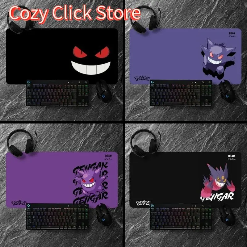 Alfombrilla de ratón de Pokémon Gengar, antideslizante, Lockedge, para oficina, juegos de estudiantes, cojín grande grueso para escritura