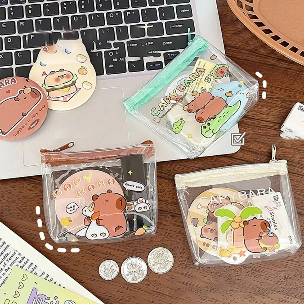 Fashion PVC Coin Purse Wallet Mini Transparent Capibara Lipstick Bag Waterproof Wallet