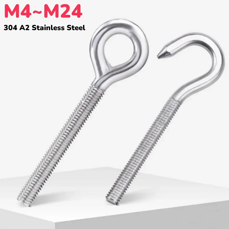 

M4M5M6M8M10M12M14M16M18M20M22M24 304 A2 Stainless Heavy Duty Eye Hooks/Ring Pack Screw Sheep Eye Screws Thread Lifting Eye-bolt