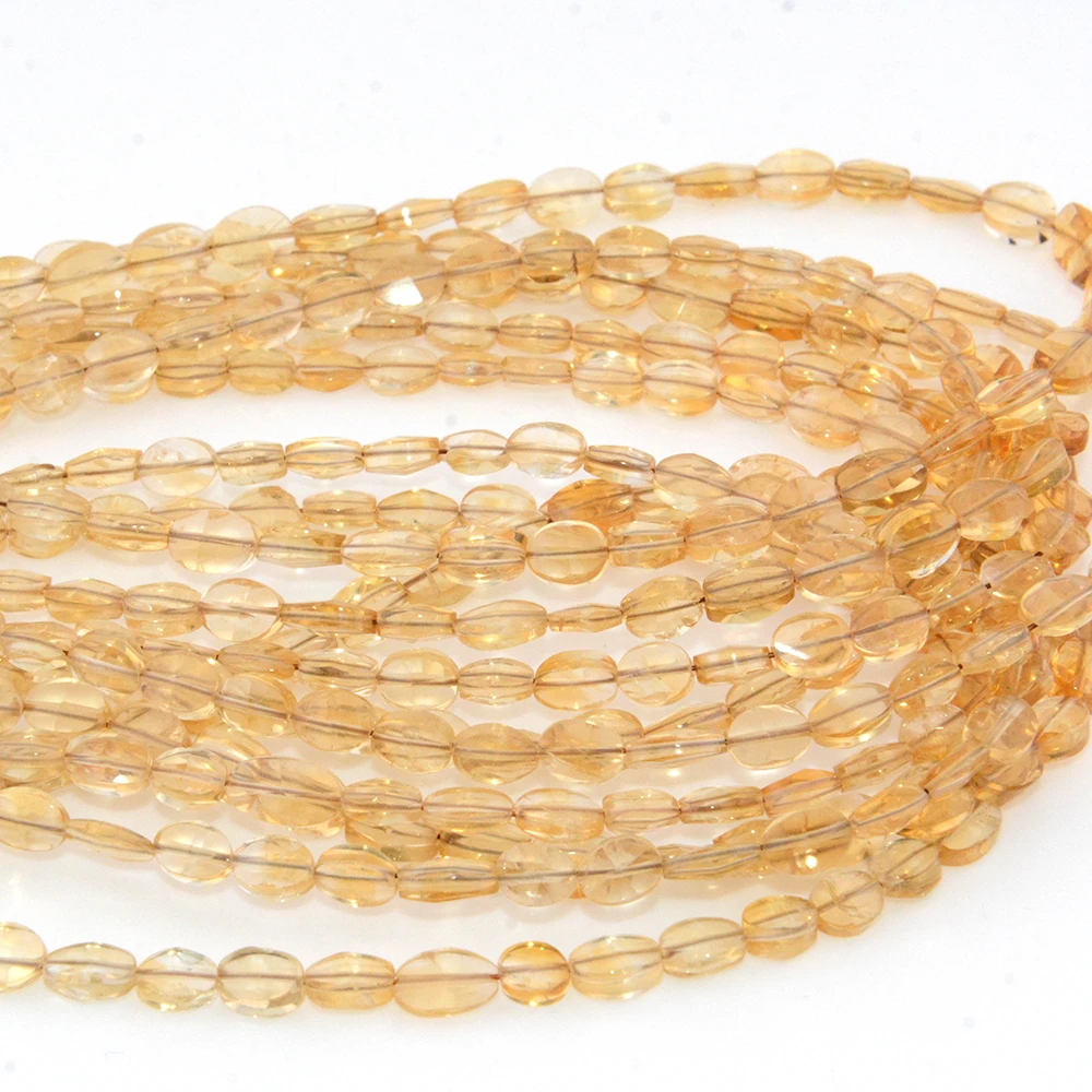 Natural A+++ Citrine Irregular Facted Oval Beads 4x5mm-5x6mm，Gradient Color，Strand Length 39cm,DIY Bracelet/Necklace