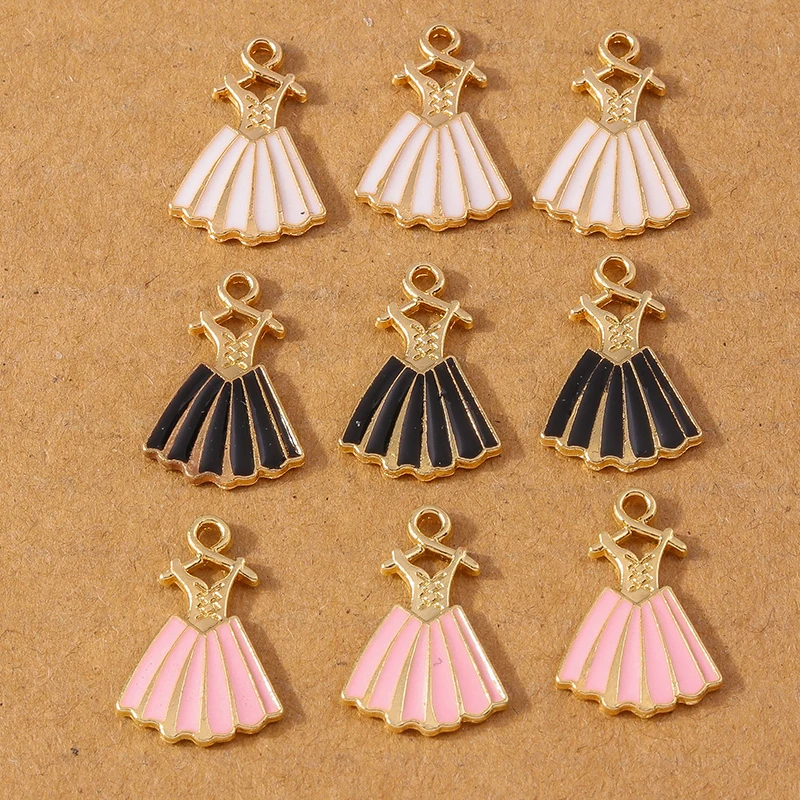 10pcs Pretty Enamel Princess Dress Charms Pendants for Jewelry Making Necklace Earrings Bracelet DIY Accessories Supplies