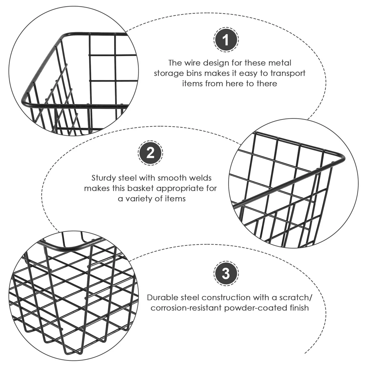 The New Hollow Iron Wired Basket, Storage Baskets Metal Basket Without Interlining Bathroom Kitchen Organizer Black