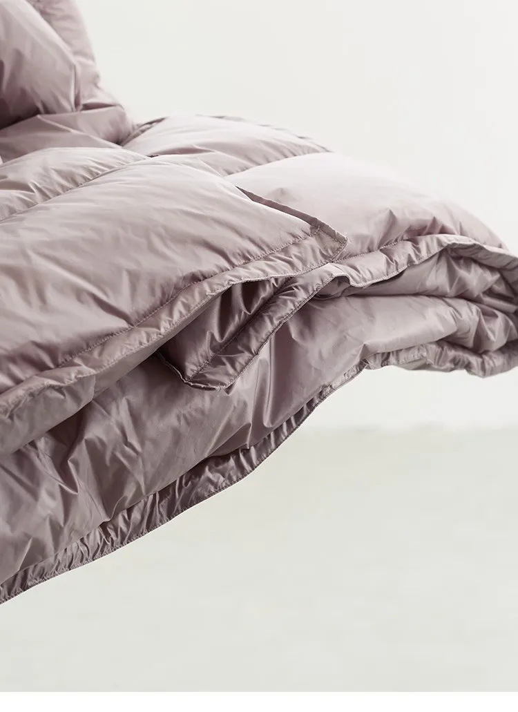 White Duck down Oversized down Jacket~New Winter Style Warm Stand-Up Collar Puffy Jacket with Hidden Snap Buttons on the Placket