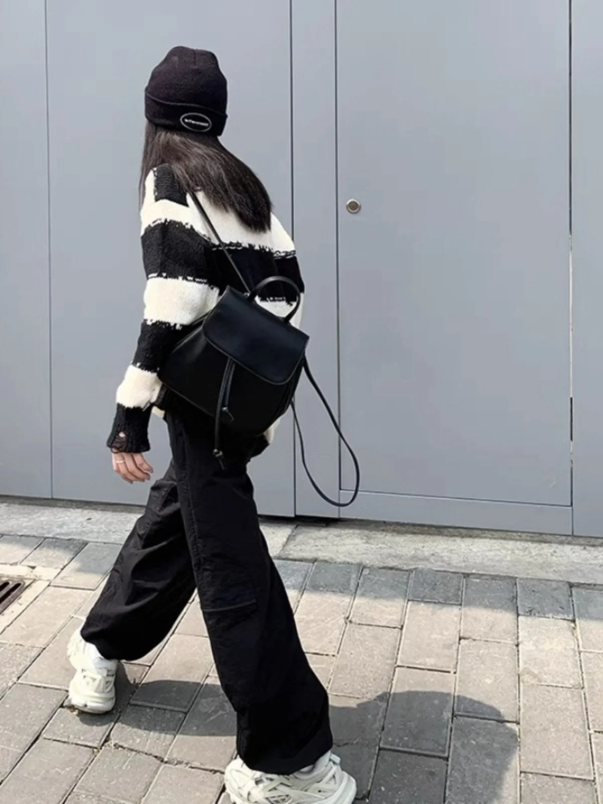 Ladies' Stripe Knitwear Sweater Thin Autumnal Overhead Design Hole Pattern Trendy Top Casual Commute Loose Fit Long Sve