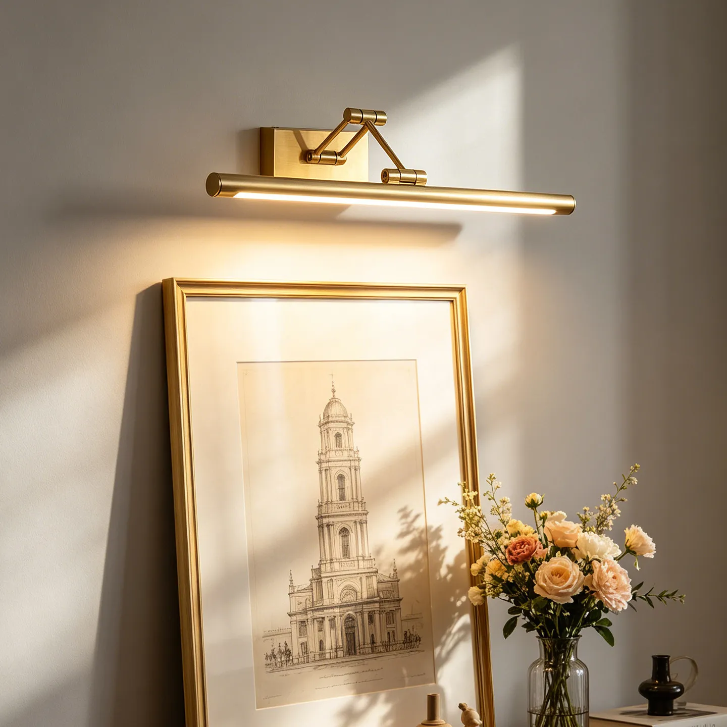 American Copper Mirror Front Wall Lamp Led Bathroom Toilet  LED Moisture-proof Makeup Lamp Washbasin Light