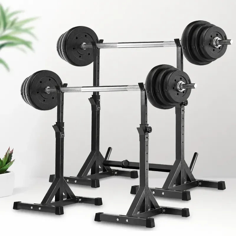 Heavy Duty Squat Rack with Barbell Set Adjustable Weight Bench Press Station Home Gym Fitness Equipment for Strength Training
